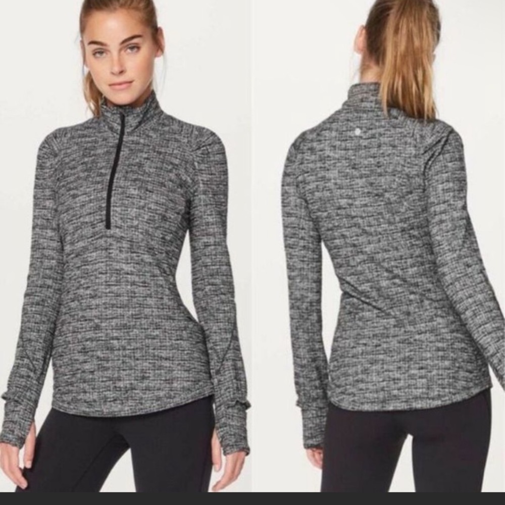 LULULEMON quarter zip jacket (black/white/grey)